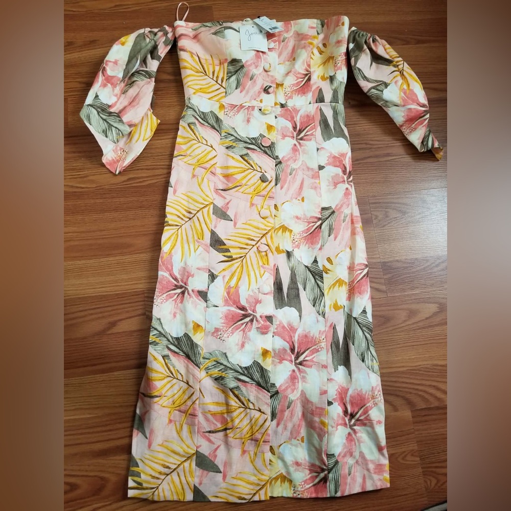 Joie Tropical Floral Maxi Dress in Pink, Yellow and Green